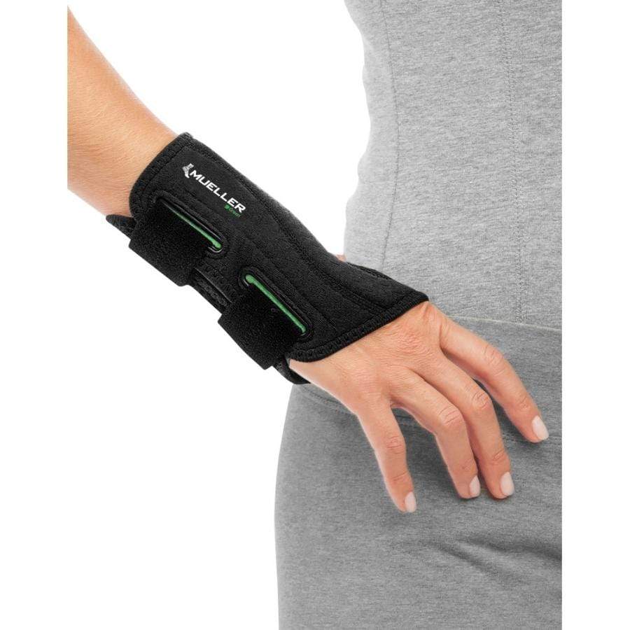 MUE8627 BREATHABLE GREEN FITTED WRIST BRACE WITH PALMAR SPLINT